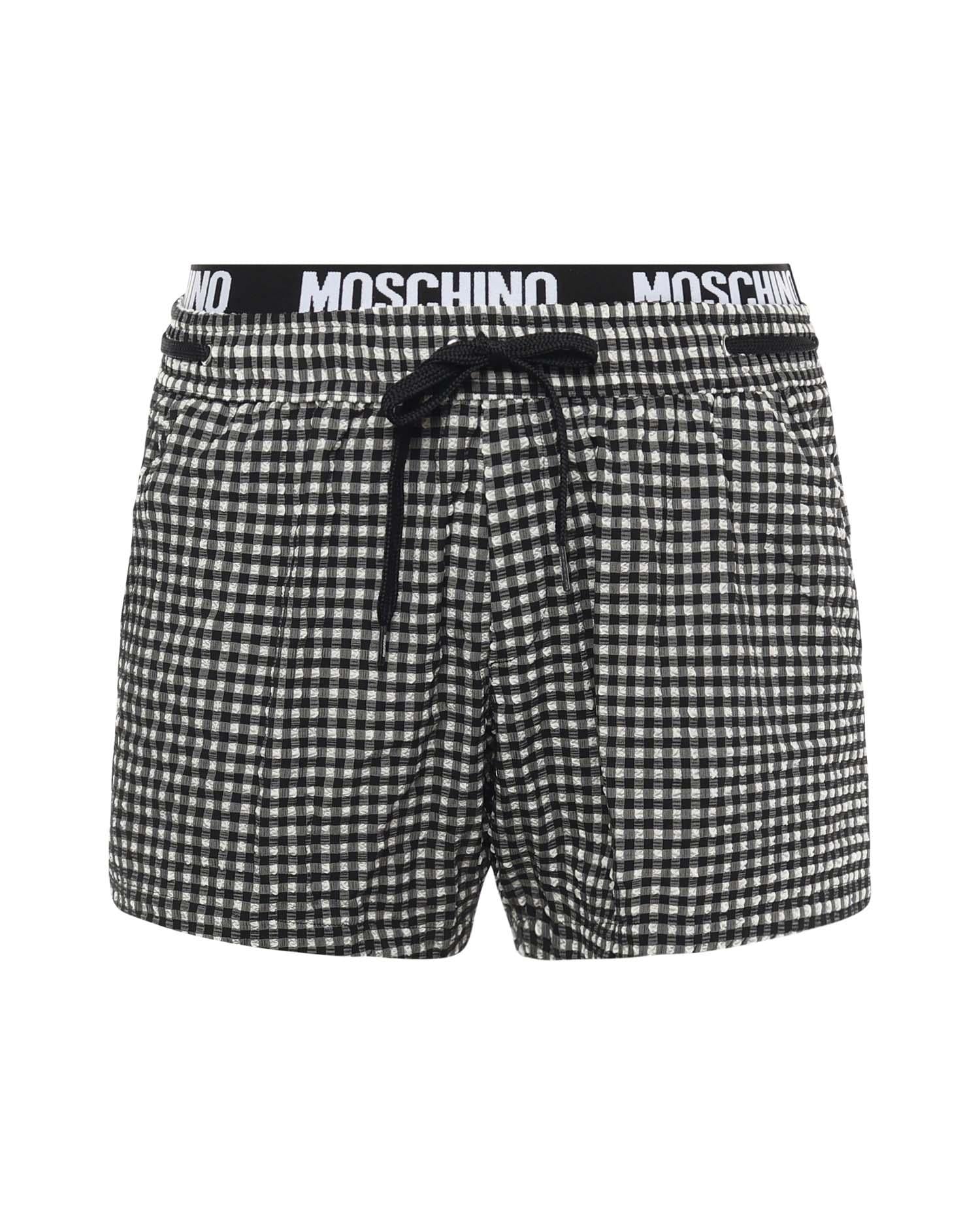 Boxer mare a quadri con logo V3A4221 94201555 MOSCHINO 