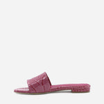 SANDALI SLIDES VICKY IN PELLE STAMPA COCCO<BR/> VICKY COCCOROSA GIULIANO GALIANO 