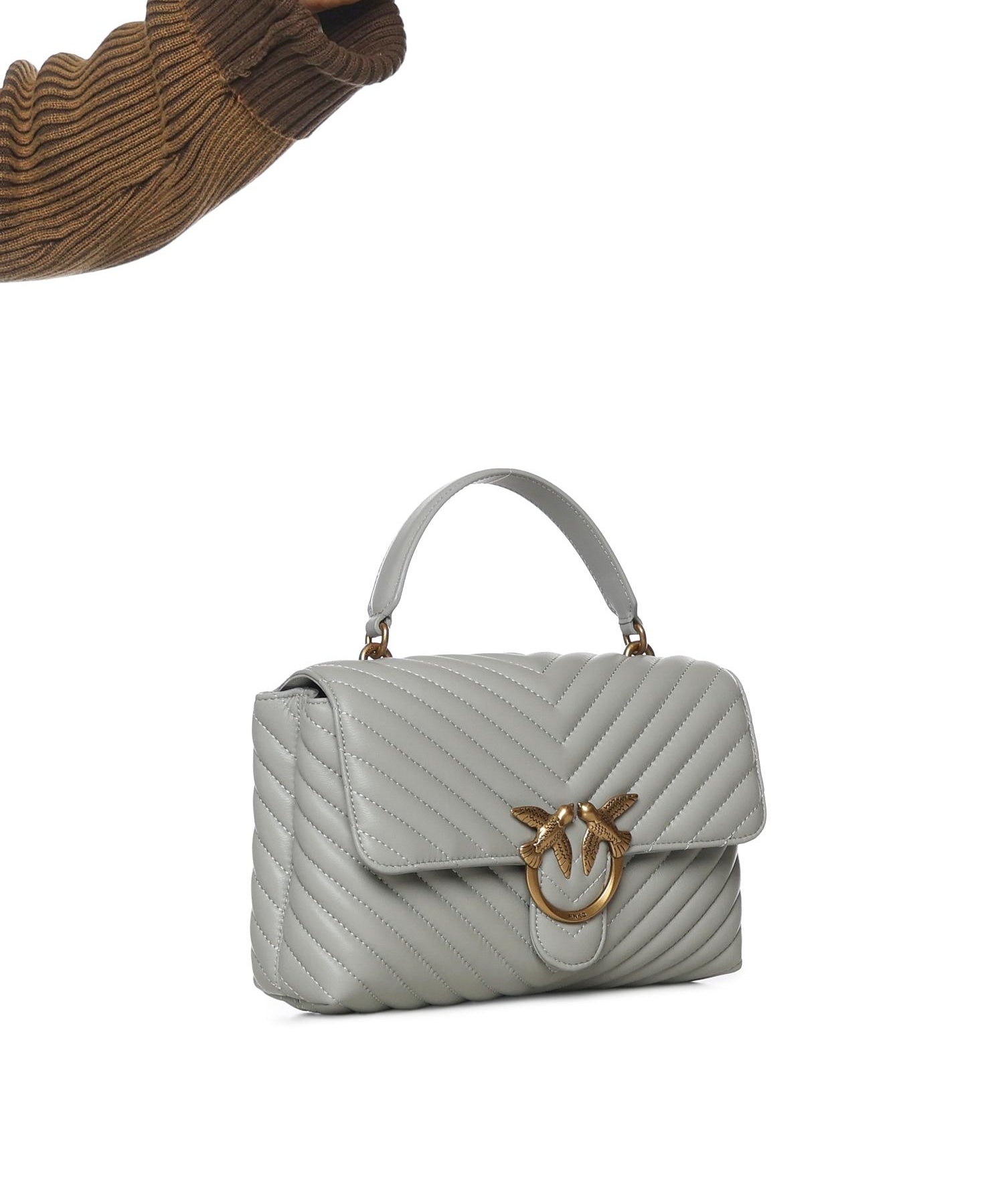 Borsa a mano media Love Bag Puff Chevron in nappa 100043 A0GKK32Q PINKO 