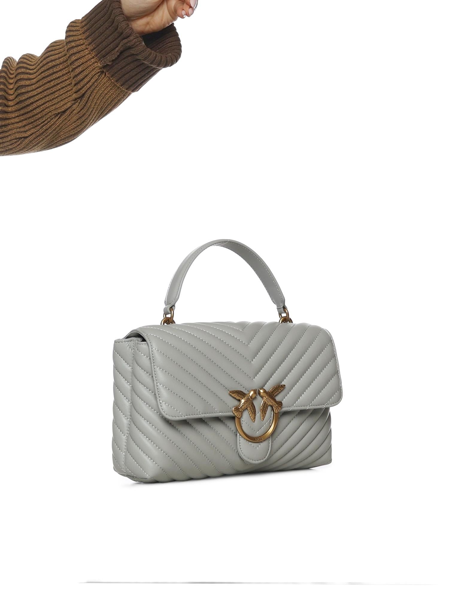 Borsa a mano media Love Bag Puff Chevron in nappa 100043 A0GKK32Q PINKO 