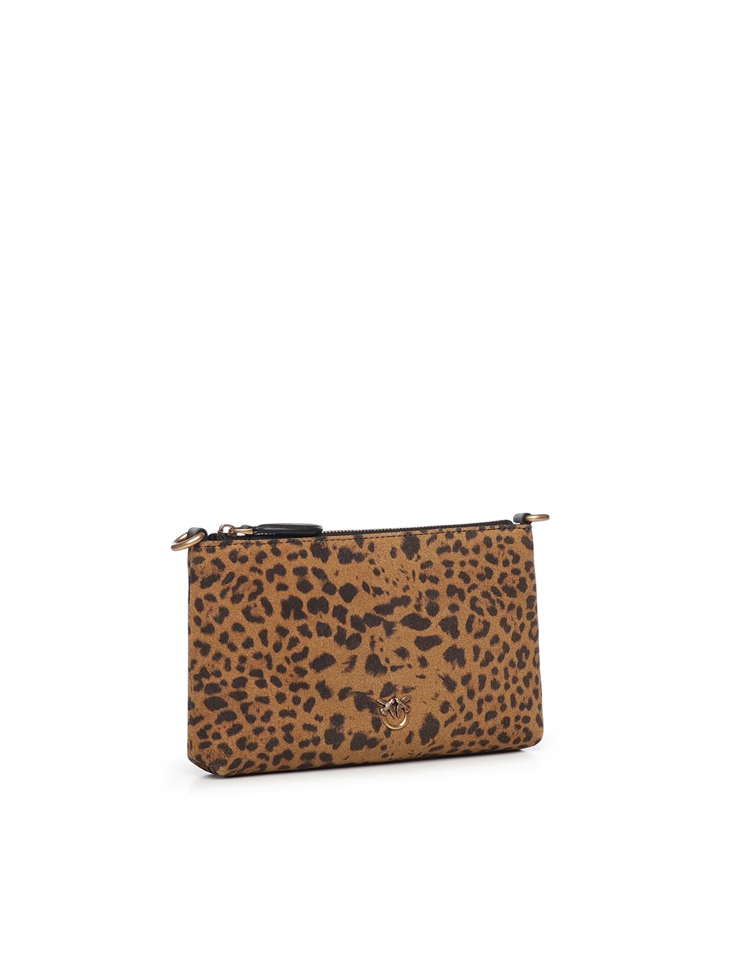 Bustina piccola a tracolla in suede leopardato 104277 A32AM35Q PINKO 