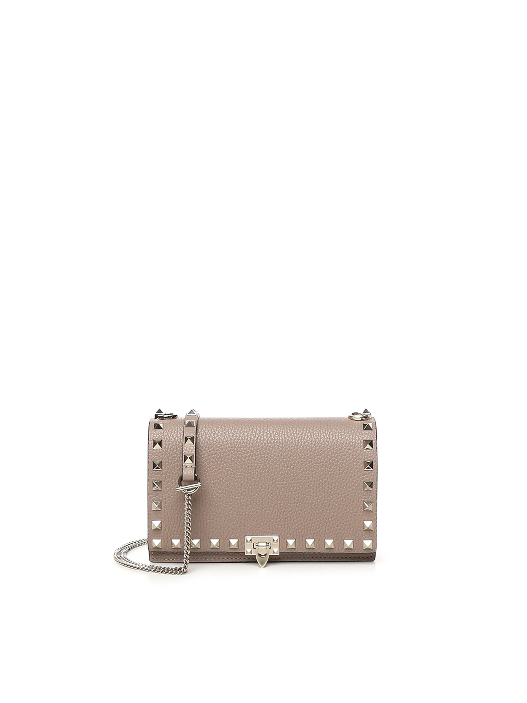Mini bag con catena Rockstud in vitello granato 8W2P0Y59 VSHP45 VALENTINO GARAVANI 