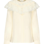 Blusa arricciata in seta e pizzo CHC25AHT56077 114 CHLOÉ 