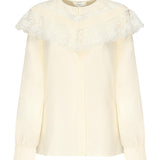 Blusa arricciata in seta e pizzo CHC25AHT56077 114 CHLOÉ 
