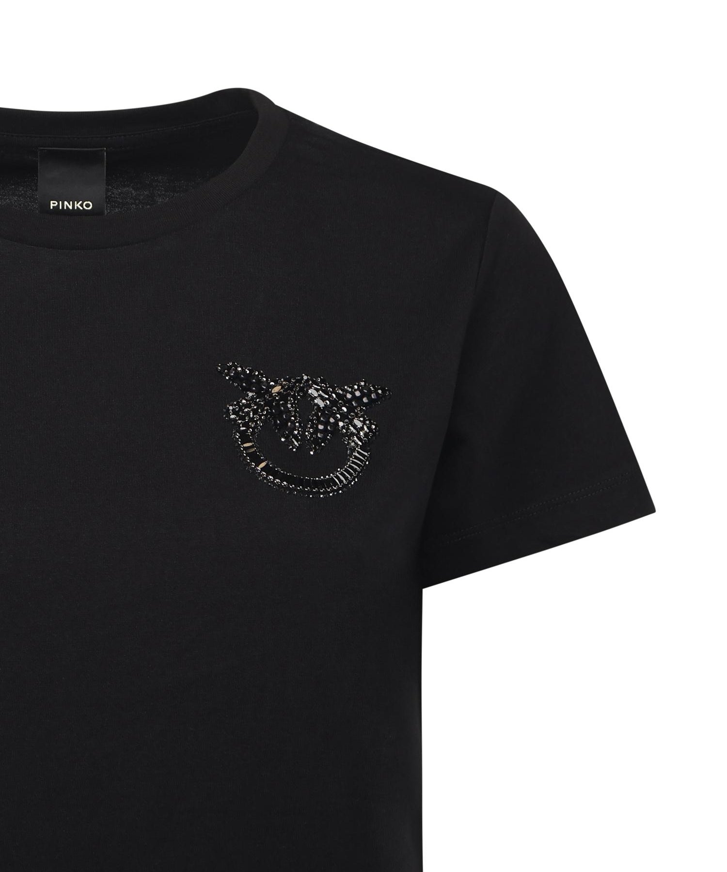 T-shirt con ricamo logo Love Birds in cristalli 103320 A2RNZ99 PINKO 