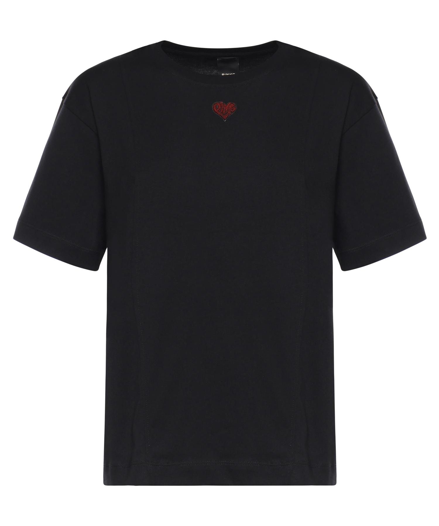 T-shirt con ricamo cuore in cotone 105665 A326Z99 PINKO 