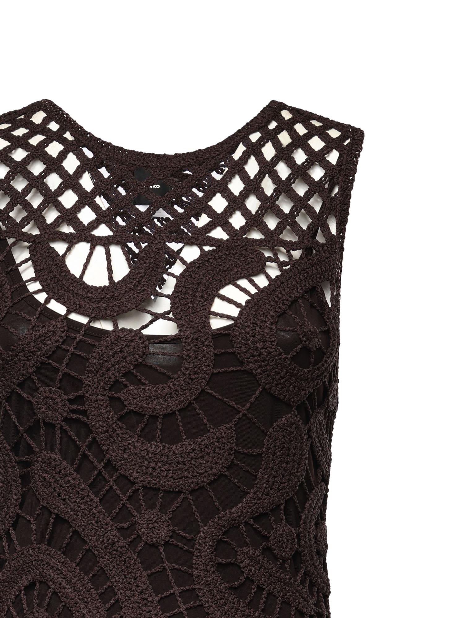 Abito midi senza maniche in crochet geometrico 106361 A354M05 PINKO 