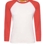 Baseball tee in cashmere W40610JL CREAM/SCARLET GUEST IN RESIDENCE 