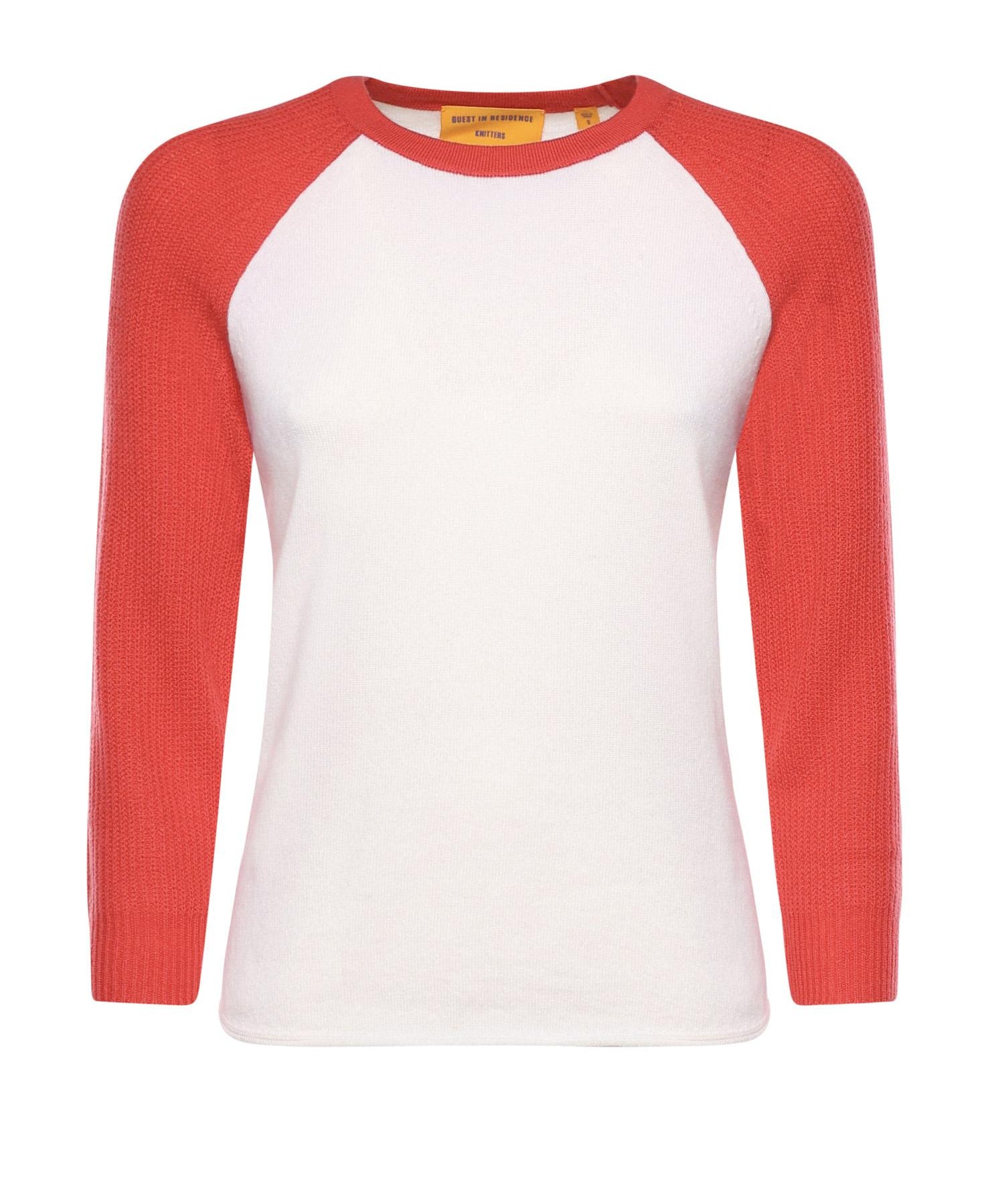 Baseball tee in cashmere W40610JL CREAM/SCARLET GUEST IN RESIDENCE 