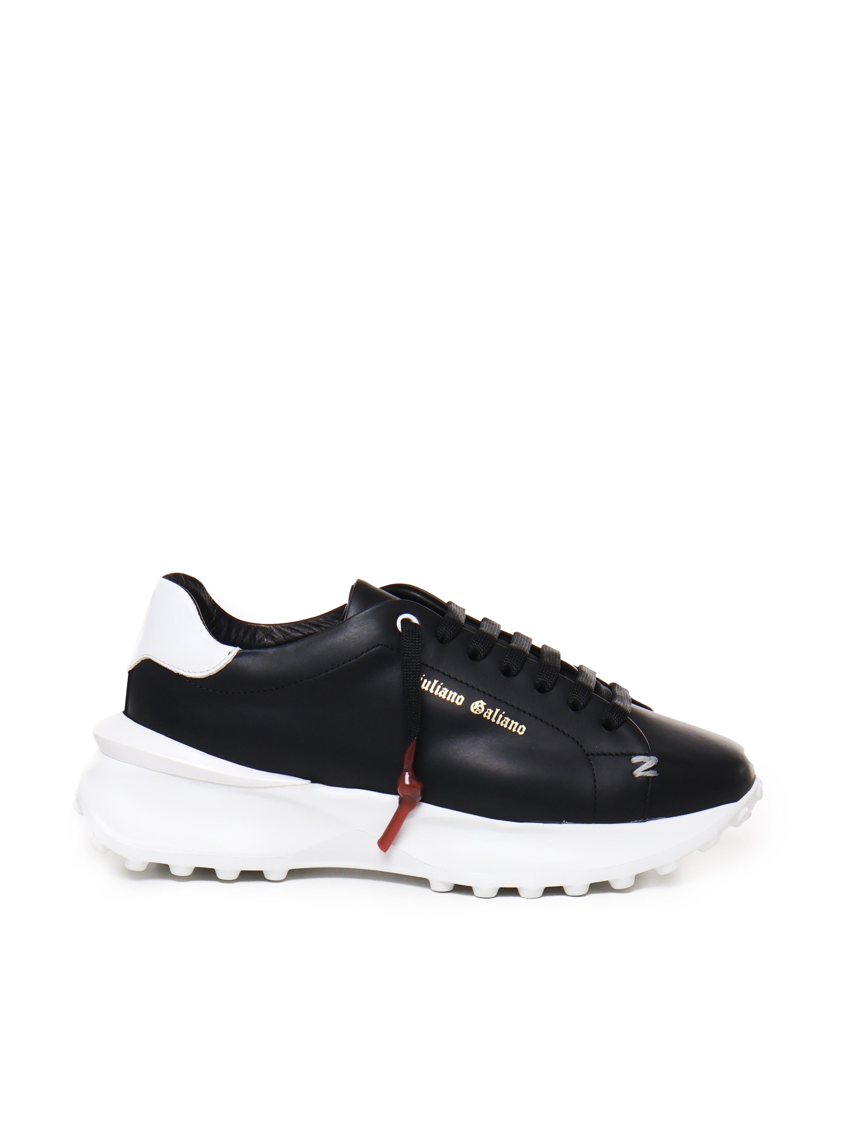 Sneakers raptor 1 in pelle<BR/> RAPTOR1 NAPPABLACK/WHITE GIULIANO GALIANO 