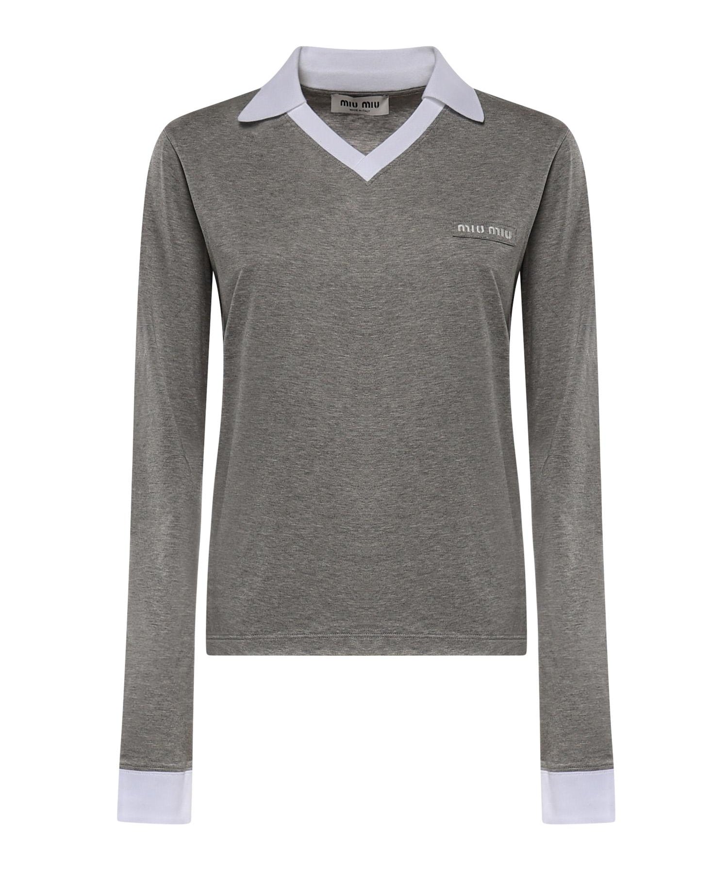 T-shirt in jersey con logo MJLA57 192QF052N MIU MIU 