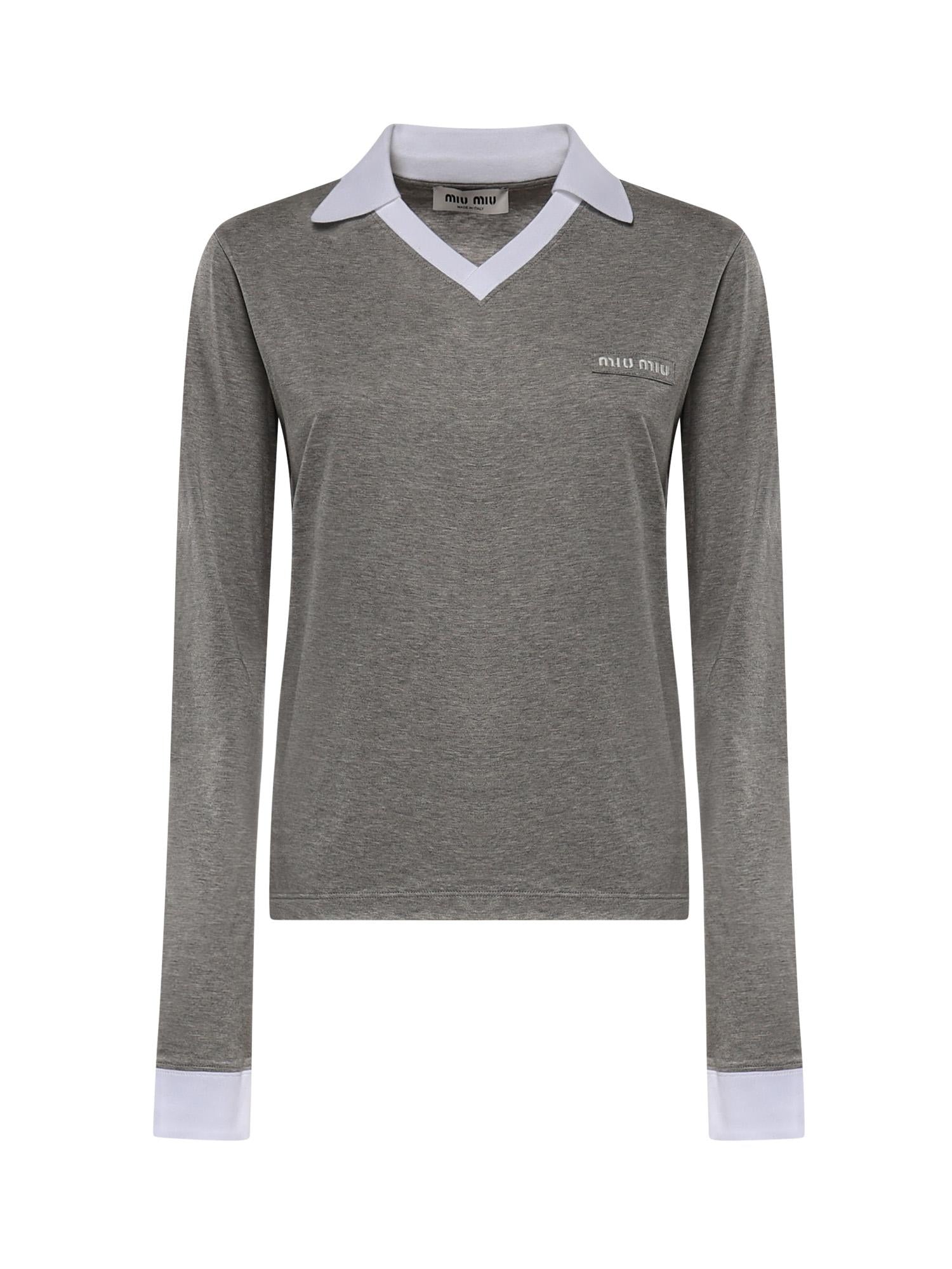 T-shirt in jersey con logo MJLA57 192QF052N MIU MIU 