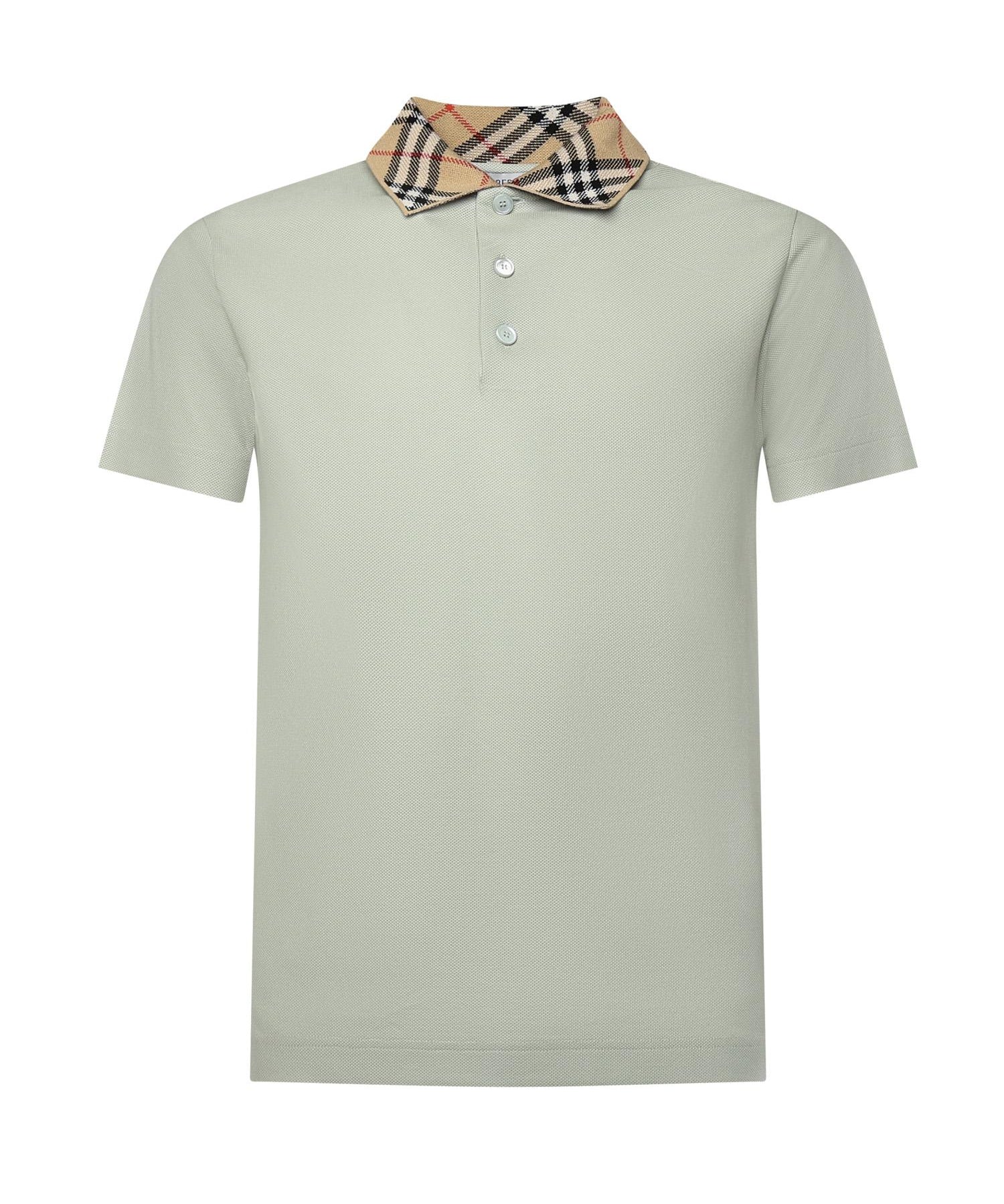 Polo in cotone con colletto Check 8118949 C4011 BURBERRY 