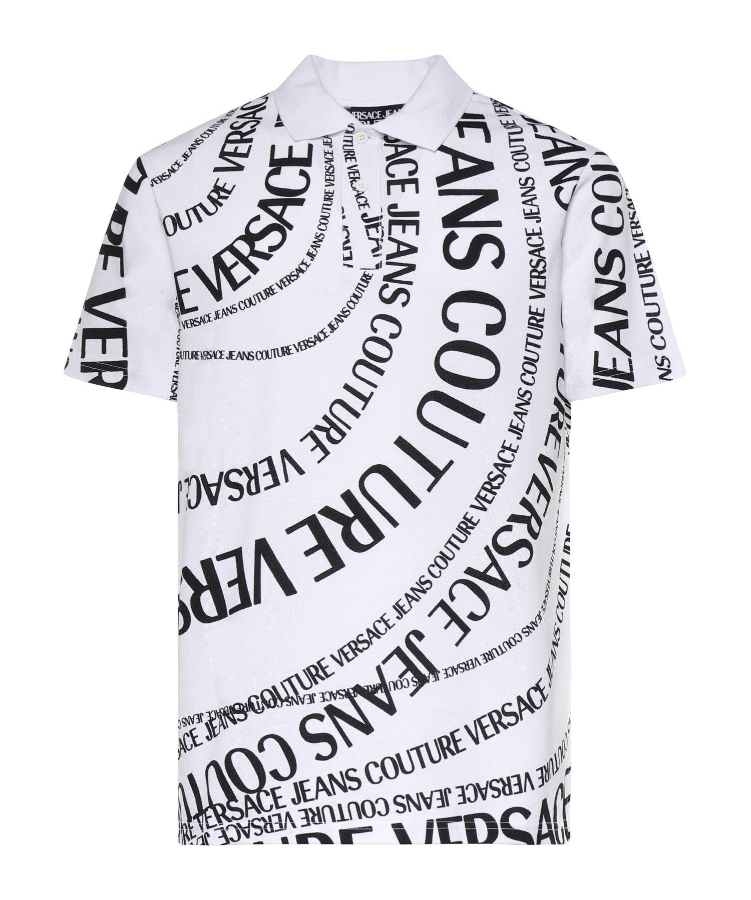 Polo in piqué di cotone con stampa 80GAG6R0 JS556L02 VERSACE JEANS COUTURE 
