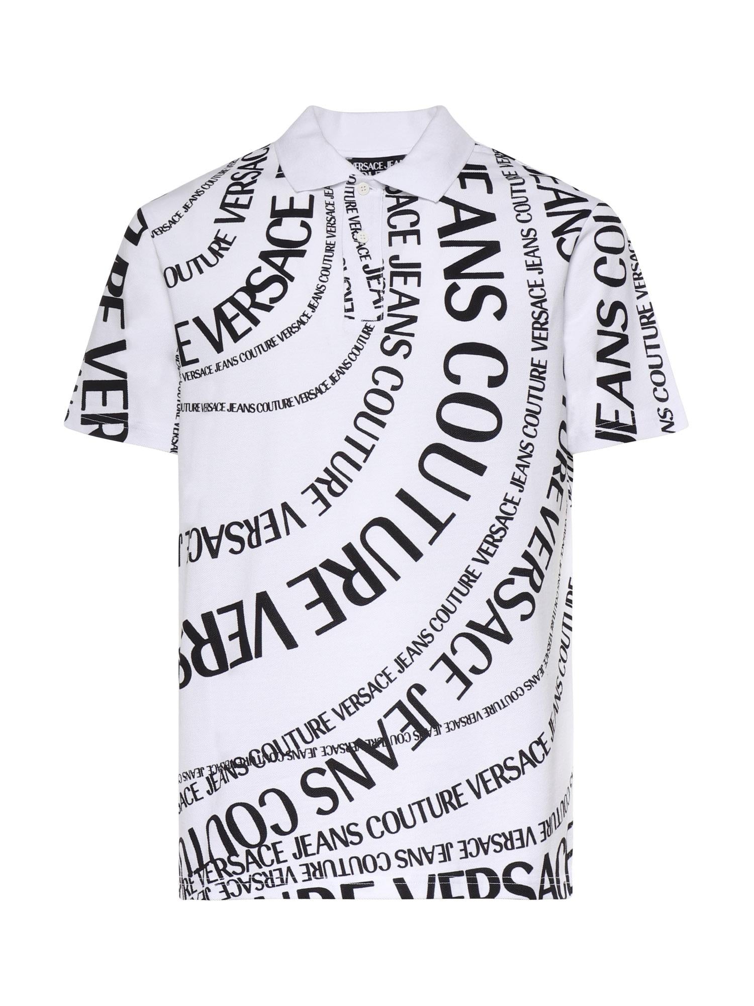Polo in piqué di cotone con stampa 80GAG6R0 JS556L02 VERSACE JEANS COUTURE 