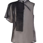 Top asimmetrico in seta 77AJM670 N0193899 GENNY 