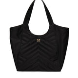 Borsa shopper in tessuto trapunta puzzle 104536 A1EUZ99Q PINKO 