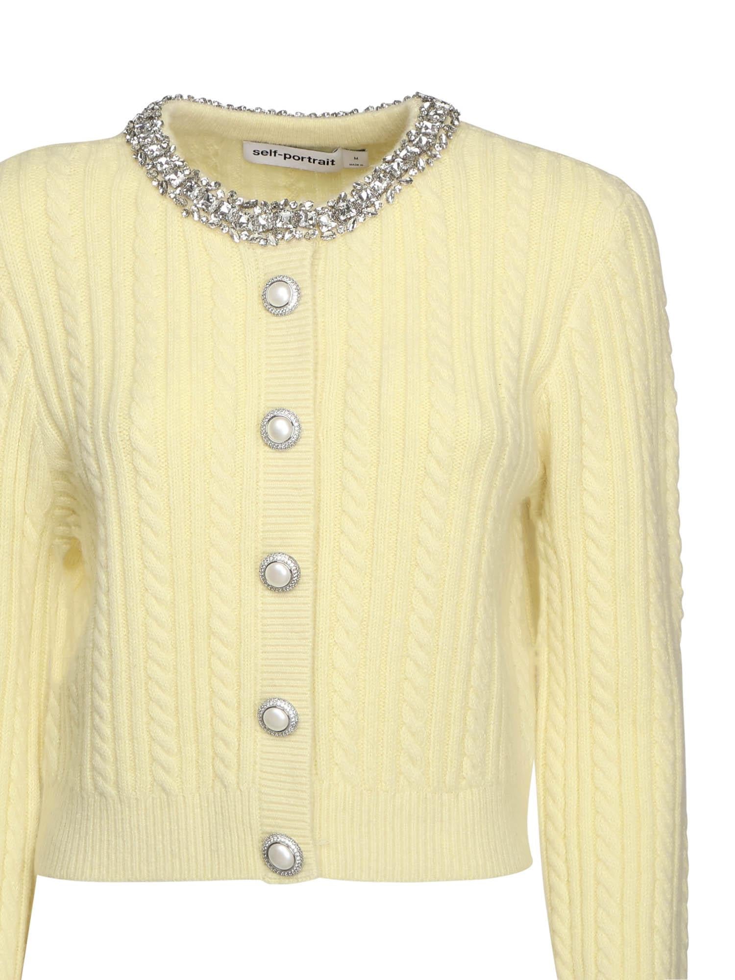 Cardigan in alapaca con perle e strass AW25121CA Y SELF-PORTRAIT 