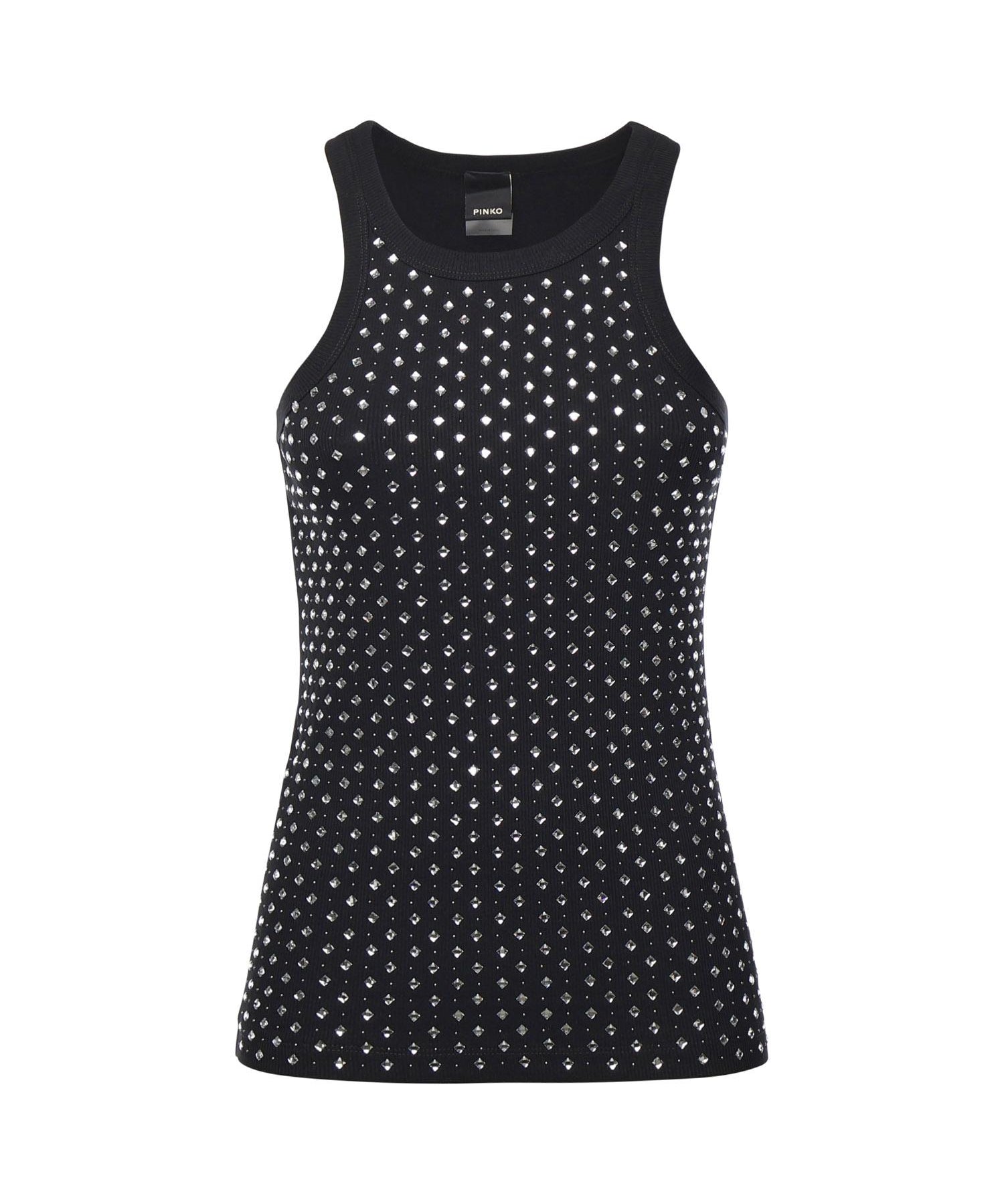 Canotta con strass e borchie<BR/> 105928 A2XYZ99 PINKO 