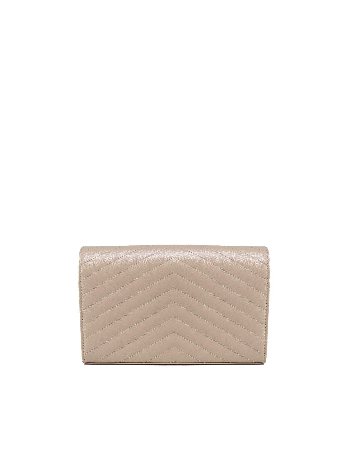 Pochette con catena Cassandre in pelle grain de poudre 377828 BOW012721 SAINT LAURENT 