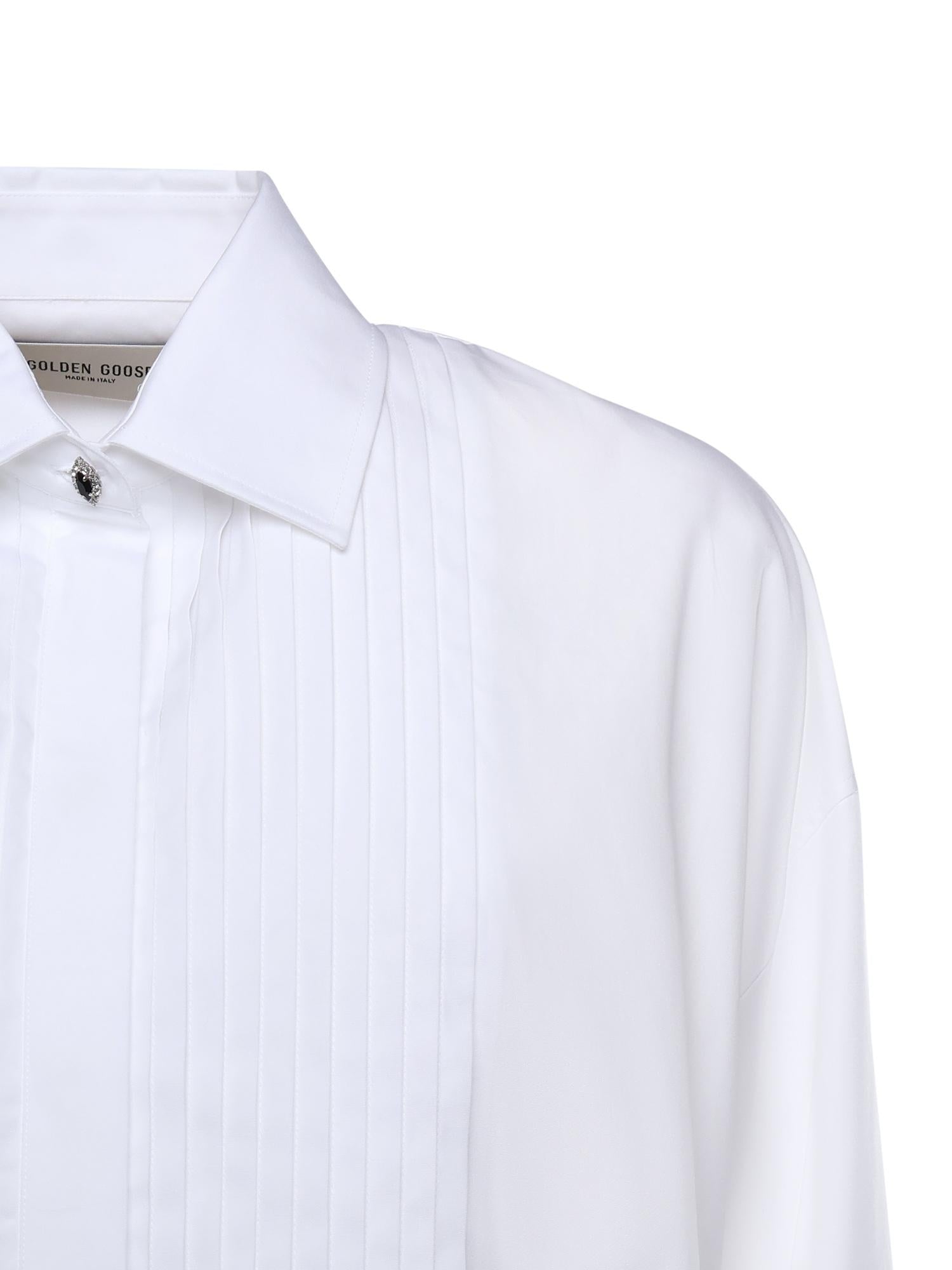 Camicia in cotone con dettaglio plissé GWP02599 P00232310359 GOLDEN GOOSE 