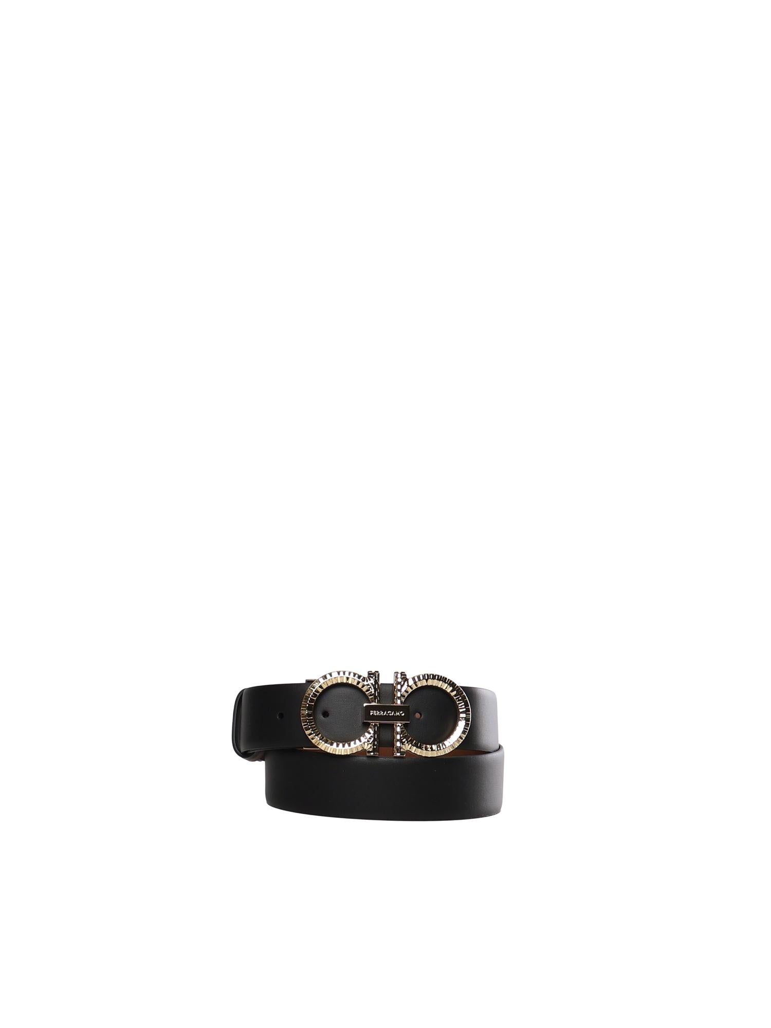 Cintura con Gancini martellato in pelle 230421 786305001 FERRAGAMO 