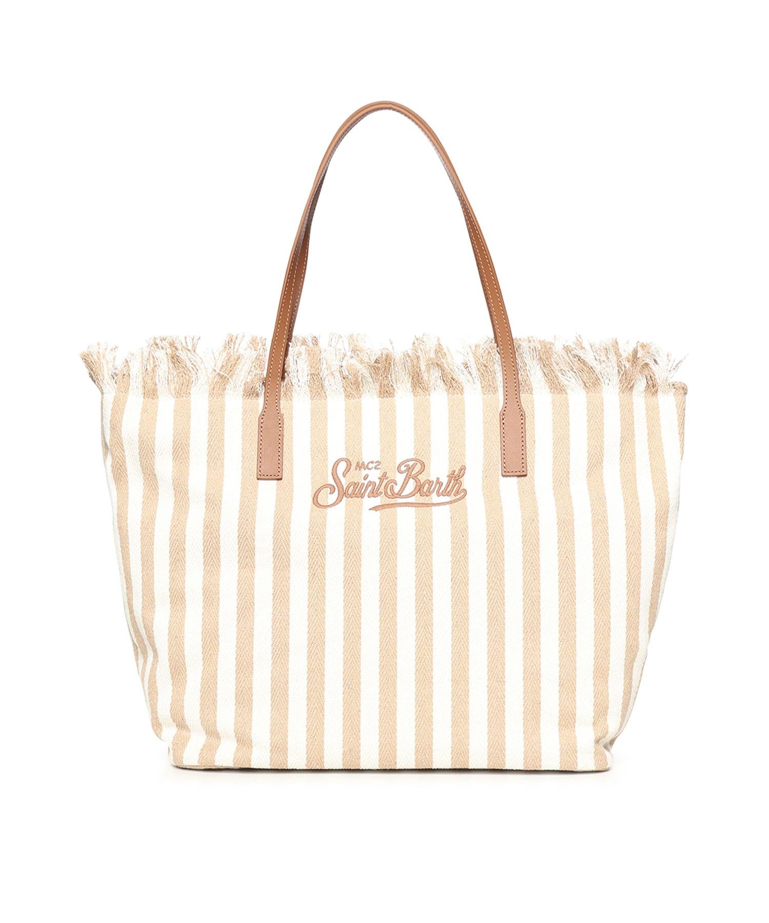 Borsa City in canvas a righe CBF0001 01763L MC2 SAINT BARTH 