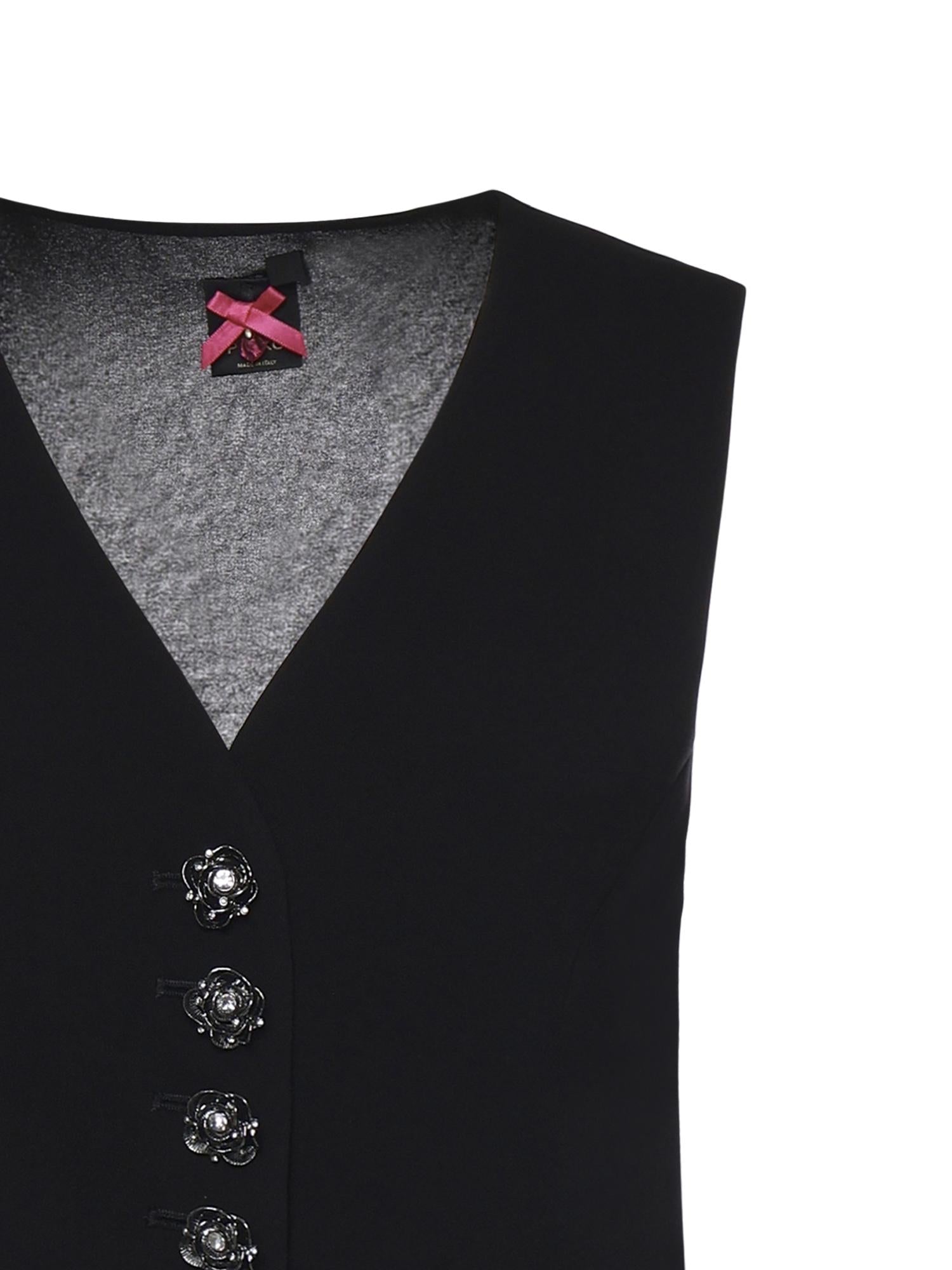 Gilet con bottoni rose gioiello 106593 A2Q2Z99 PINKO 