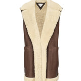 Gilet lungo in pelle e montone<BR/> 832381 V5VK08979 BOTTEGA VENETA 