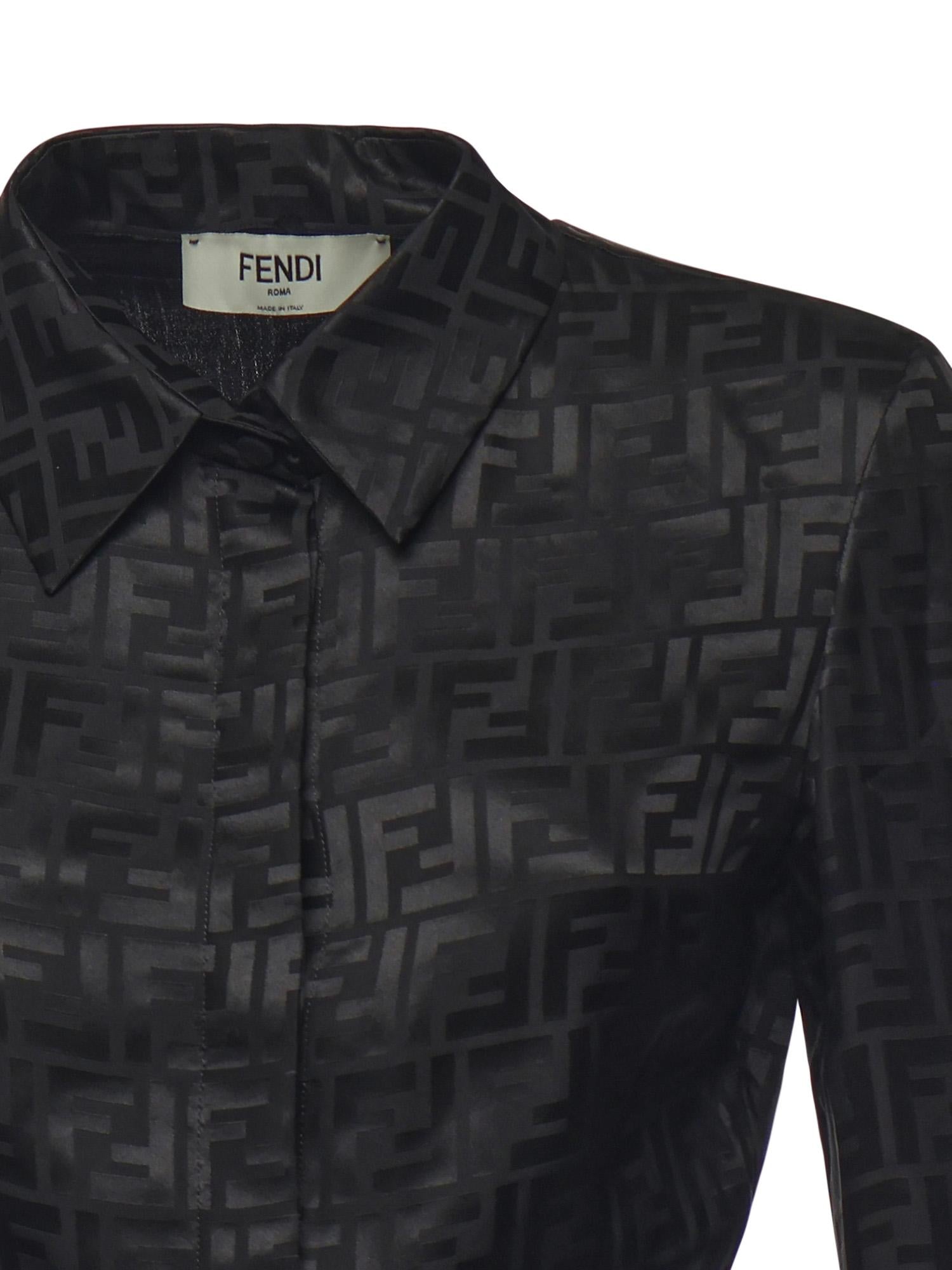 Camicia cropped in seta FF jacquard FS7994 AJ0ZF0GME FENDI 