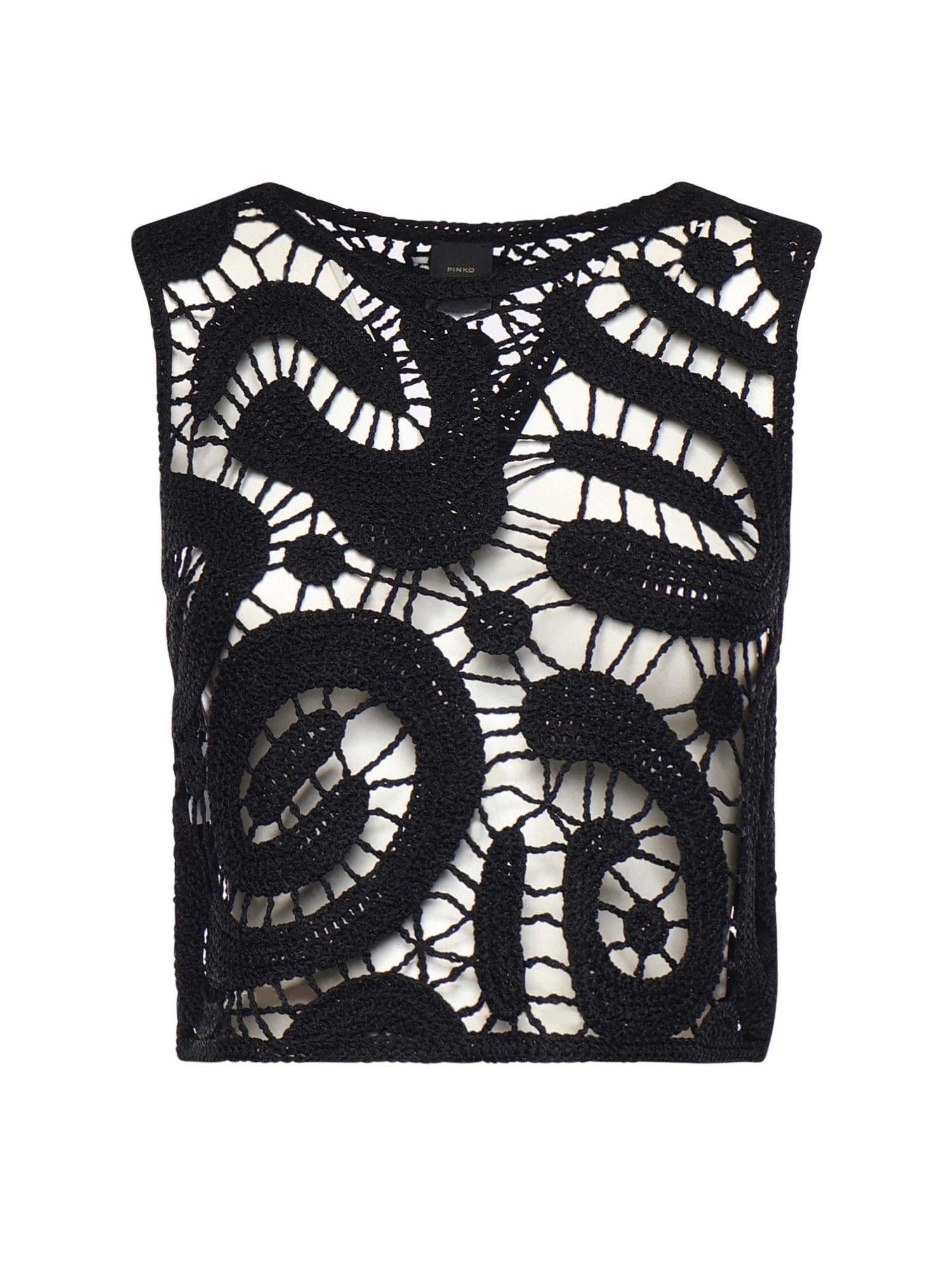 Top smanicato crochet geometrico 106438 A354Z99 PINKO 