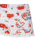 Mini gonna asimmetrica con stampa retrò CBS1932-SU24 -RED FOR LOVE & LEMONS 