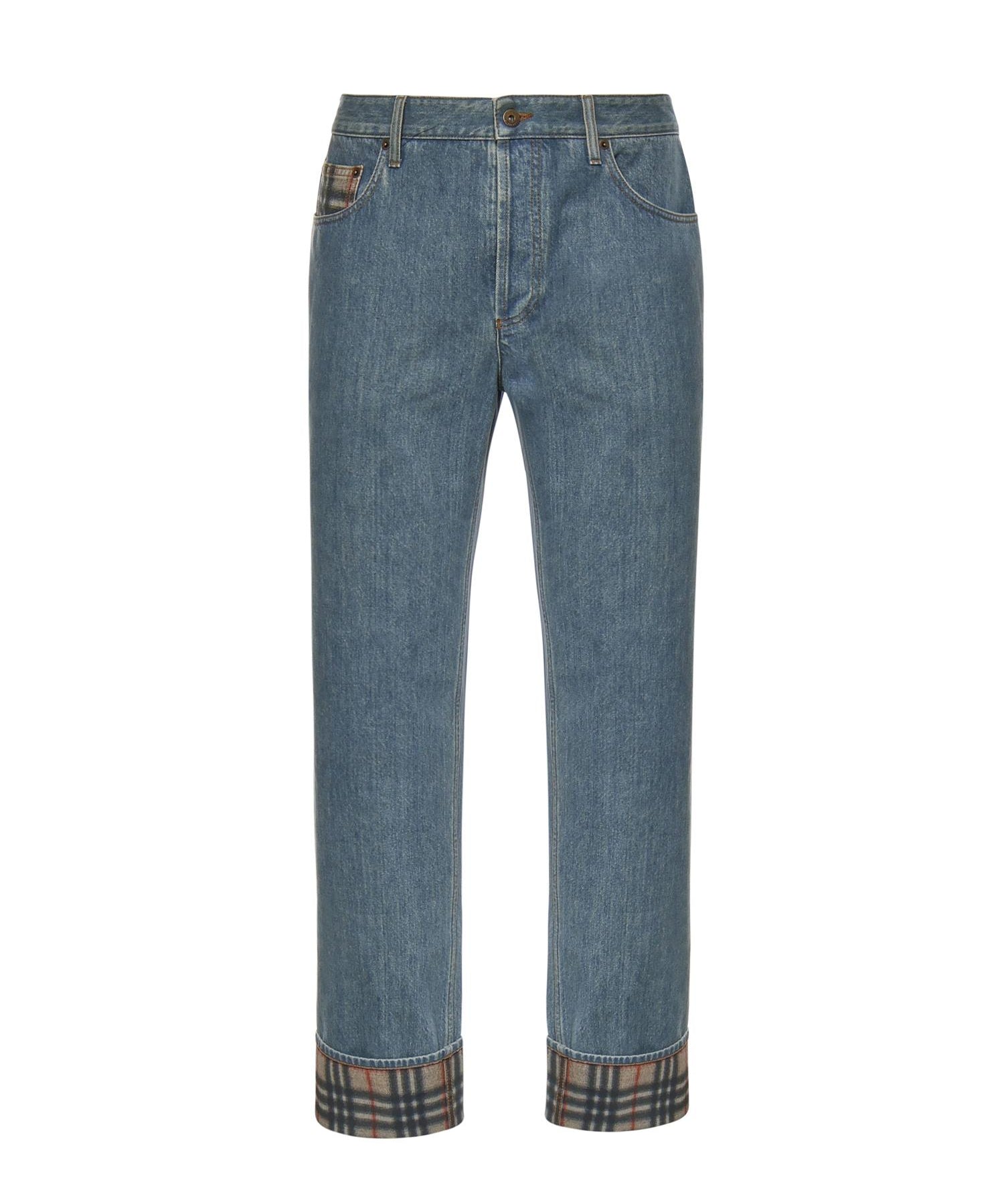 Jeans dritti con risvolti Check 8116361 A1322 BURBERRY 