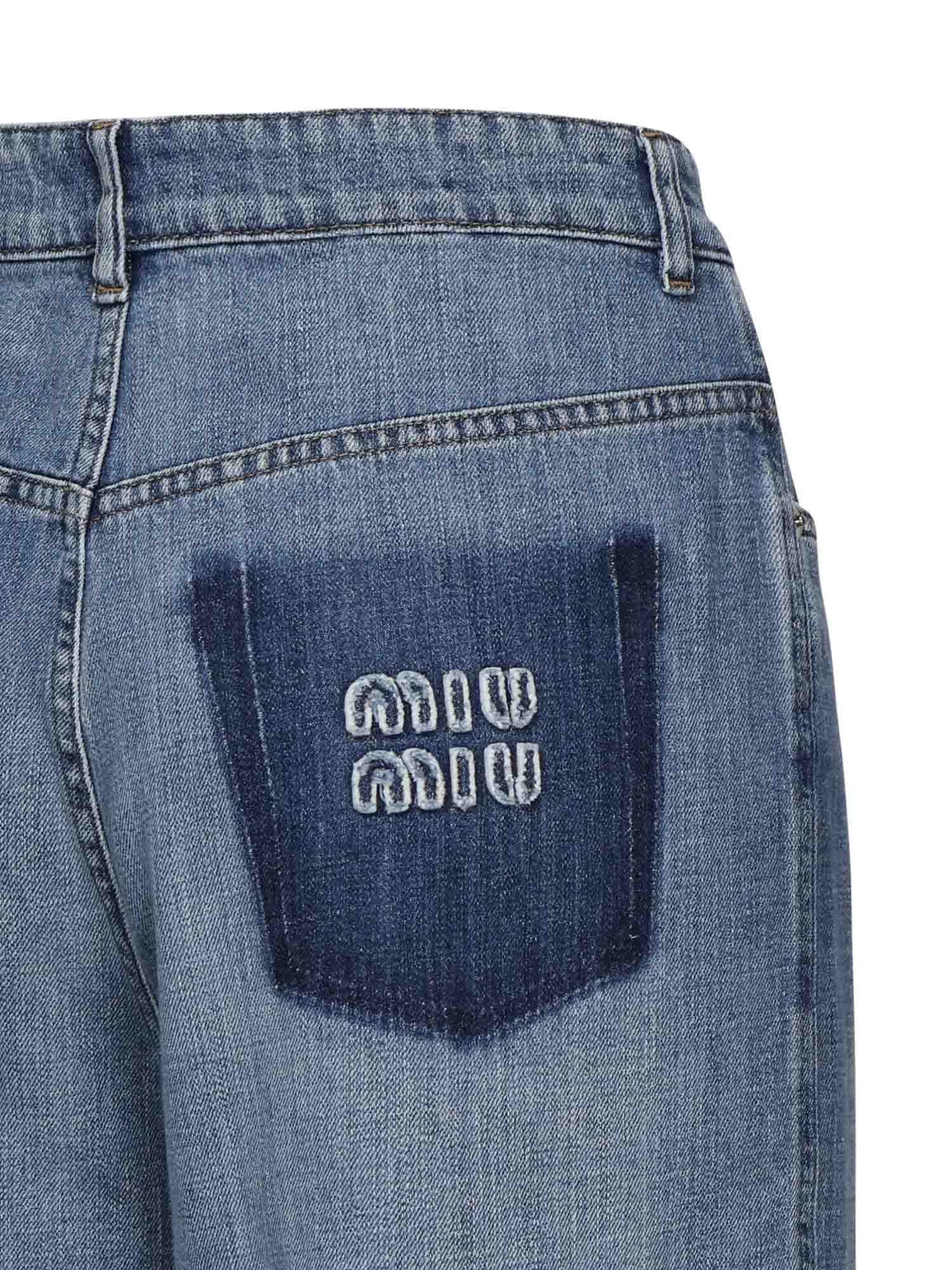 Jeans in denim con logo GWP394 17GGF0076 MIU MIU 