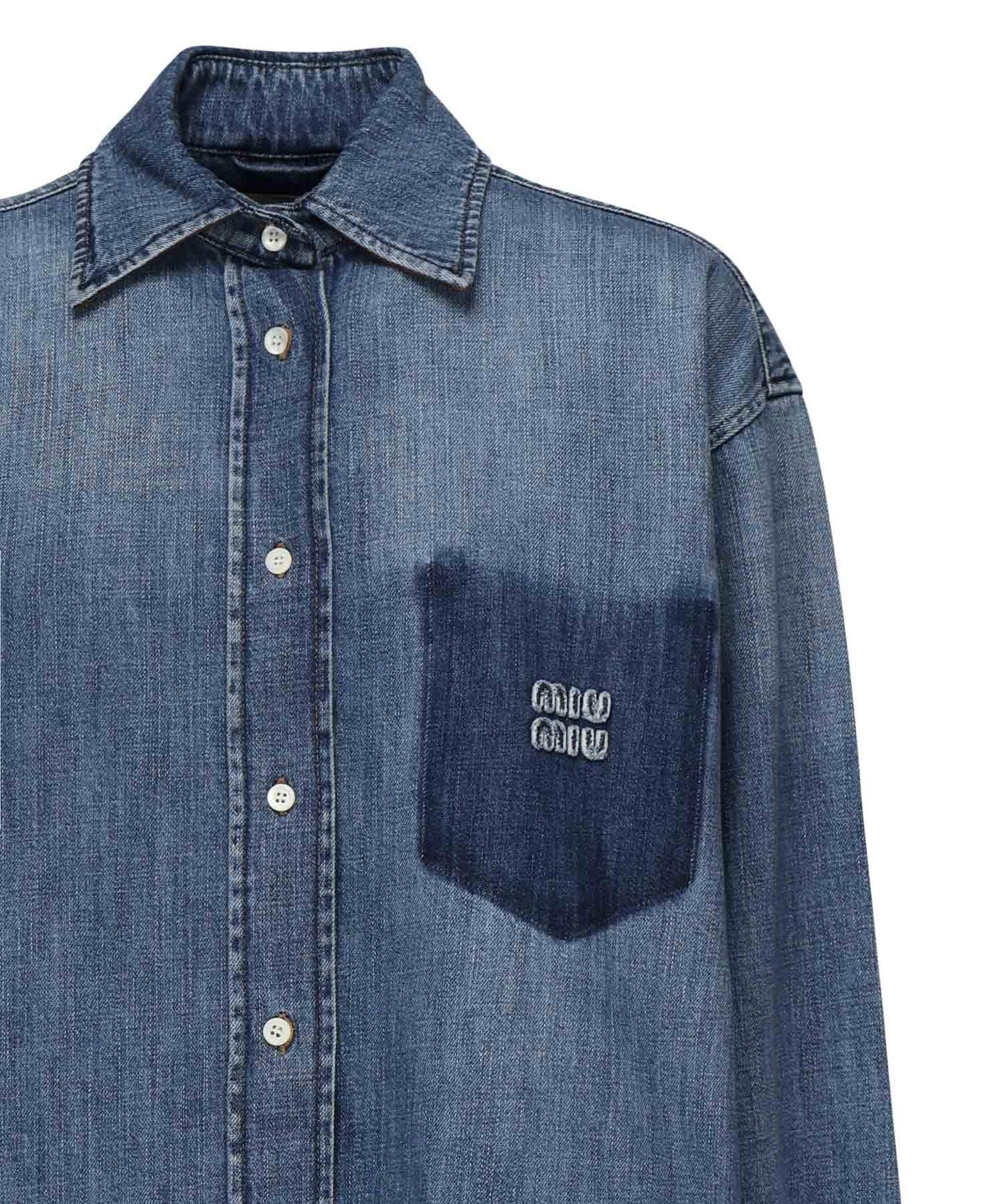 Camicia in denim con logo GWC125 17GGF0076 MIU MIU 