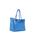 Borsa shopping in pelle con logo 73BP9VT01 LOLLI POPPOP BLUE V° 73 