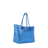 Borsa shopping in pelle con logo 73BP9VT01 LOLLI POPPOP BLUE V° 73 