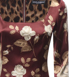 Abito in raso stampa Rosa vintage F6TYGT FSIB8HR5QQ DOLCE & GABBANA 