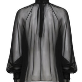 Blusa a collo alto in chiffon trasparente F79EMT FU1ATN0000 DOLCE & GABBANA 