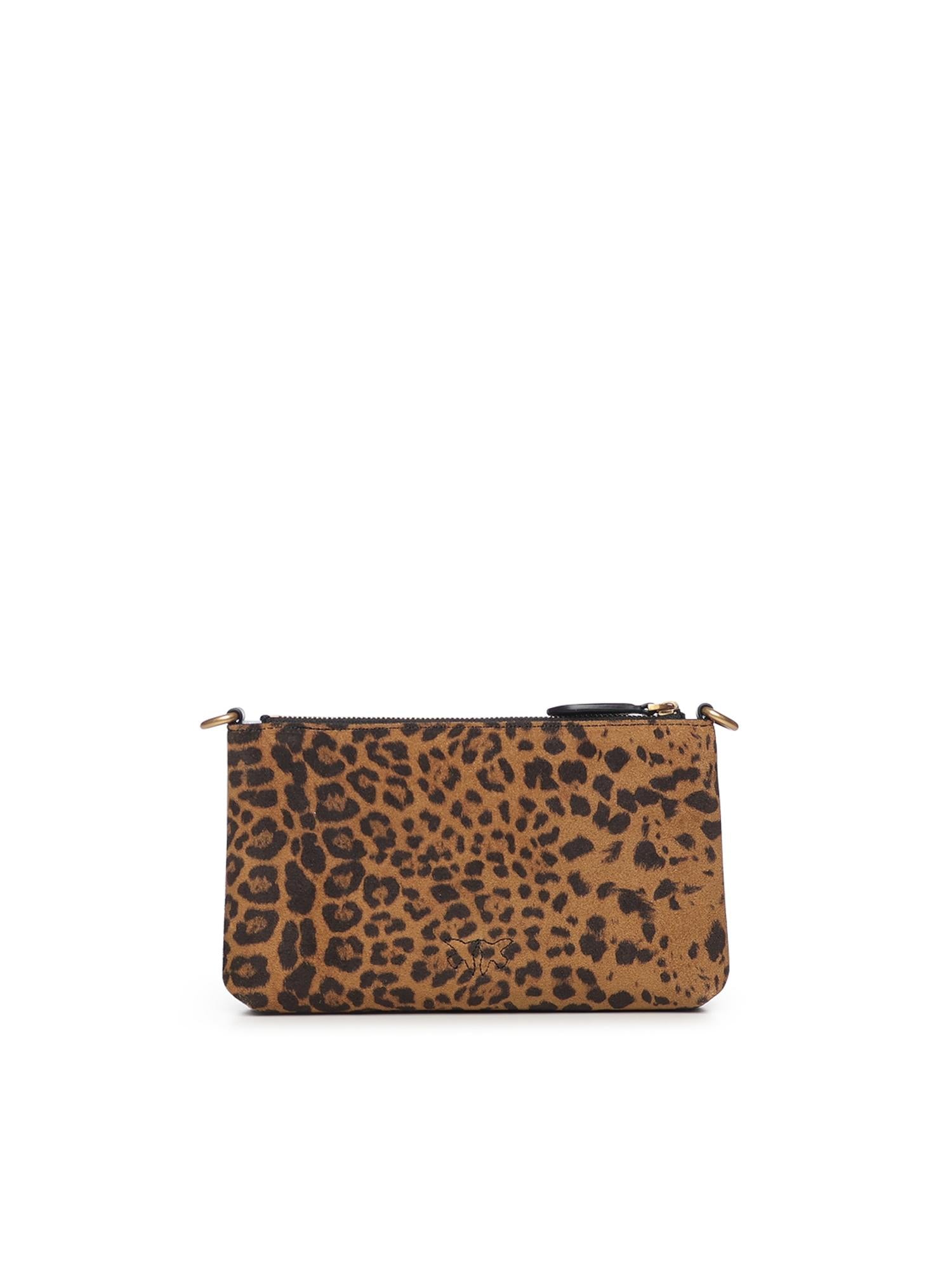 Bustina piccola a tracolla in suede leopardato 104277 A32AM35Q PINKO 