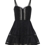 Miniabito Lenora in voile di cotone e pizzo 261603 BLACK CHARO RUIZ 