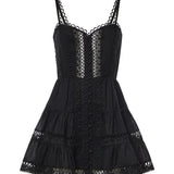 Miniabito Lenora in voile di cotone e pizzo 261603 BLACK CHARO RUIZ 