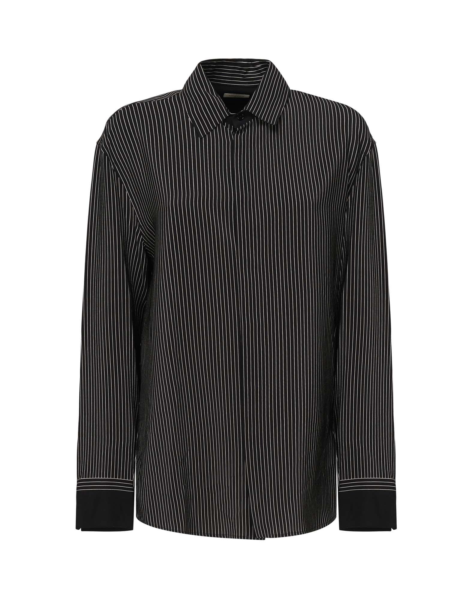 Camicia a righe in seta 823656 Y4K761095 SAINT LAURENT 