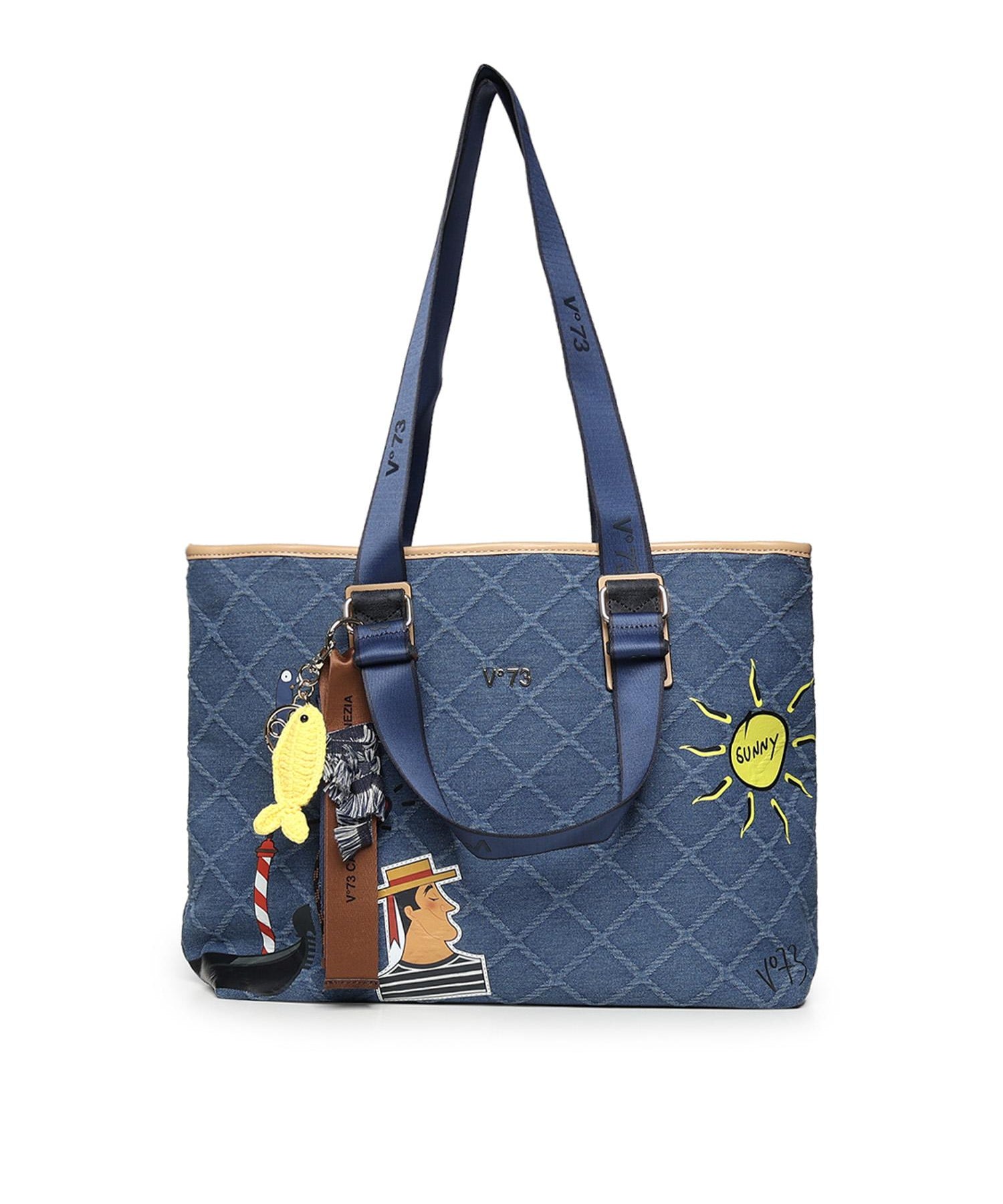 Borsa shopping Tita con logo 73BS9TZ01D TITADENIM/NATURALE V° 73 