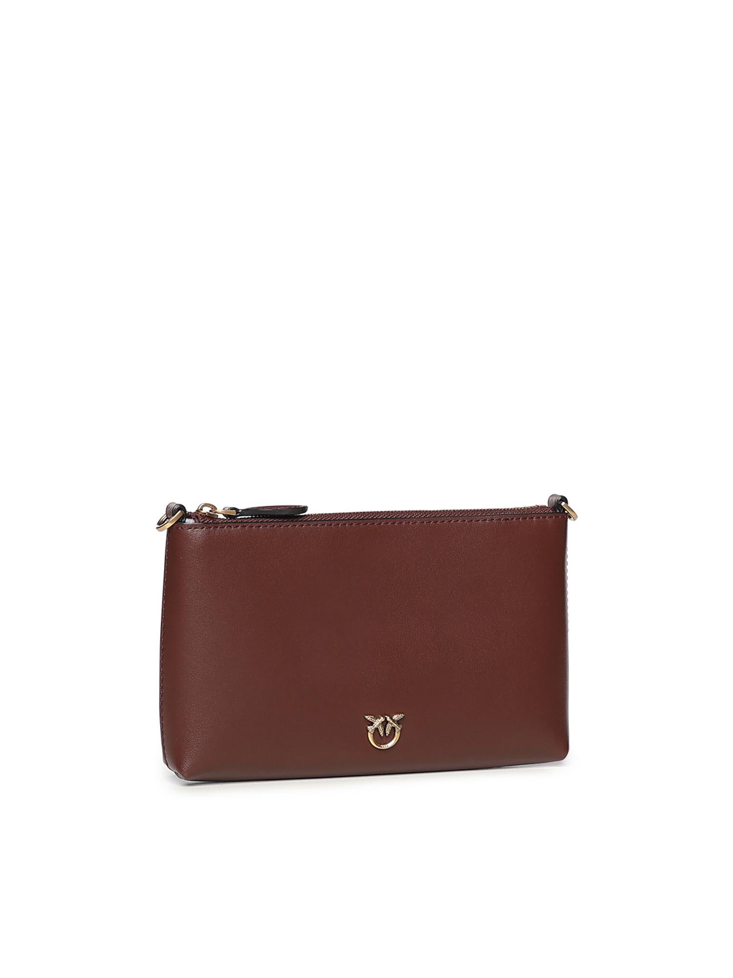 Pochette piatta in pelle con logo Love Birds 104277 A0F1R49Q PINKO 
