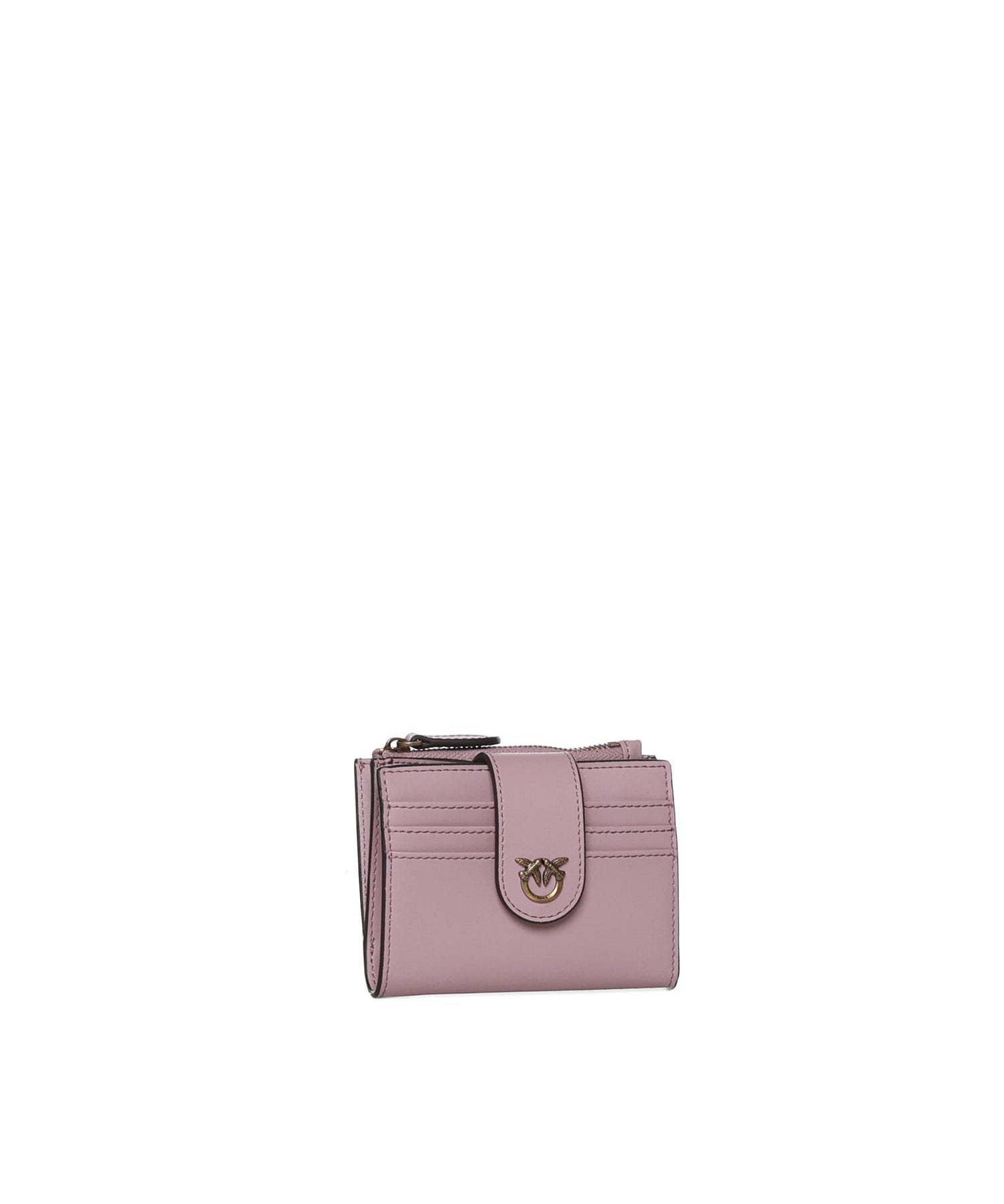 Portafoglio in pelle con logo<BR/> 103610 A0F1P26Q PINKO 