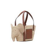 Borsa cesto Elephant piccola in rafia e pelle di vitello A546T37X01 2435 LOEWE 