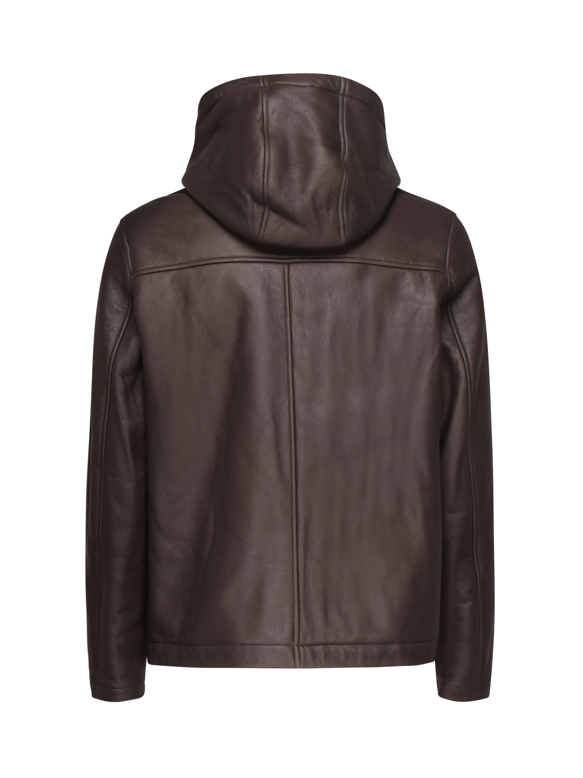 Giacca in pelle con cappuccio 25WHV60470M SISA9112 YVES SALOMON 