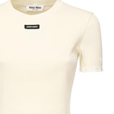 T-shirt cropped con logo MJN580 17Z9F0304 MIU MIU 