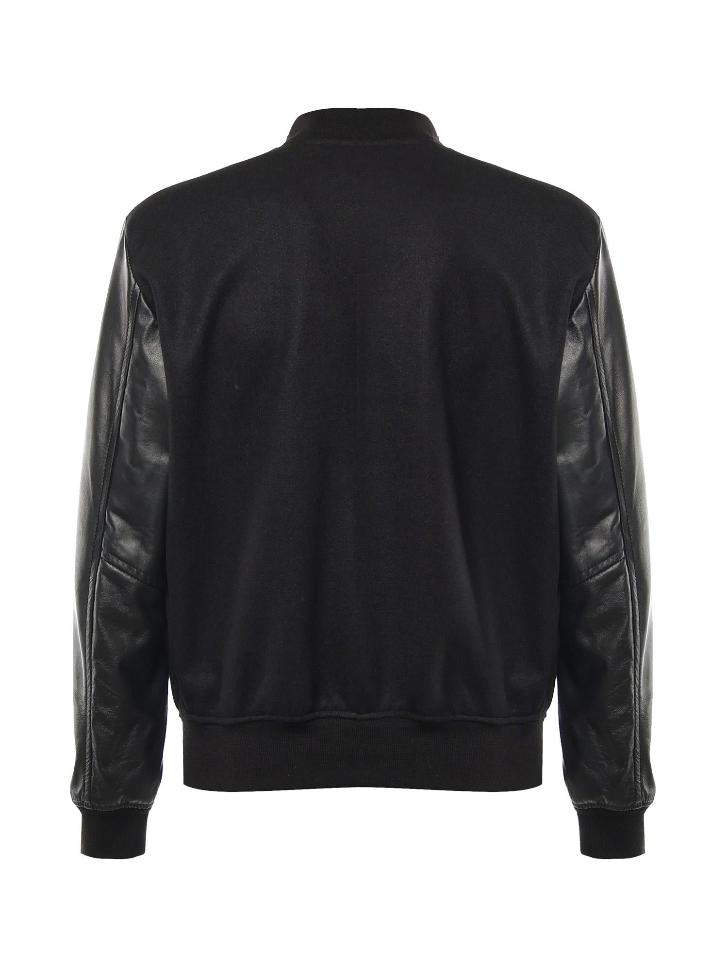 Bomber Varsity in nappa e tessuto VARSITY NAPPANERO GIULIANO GALIANO 